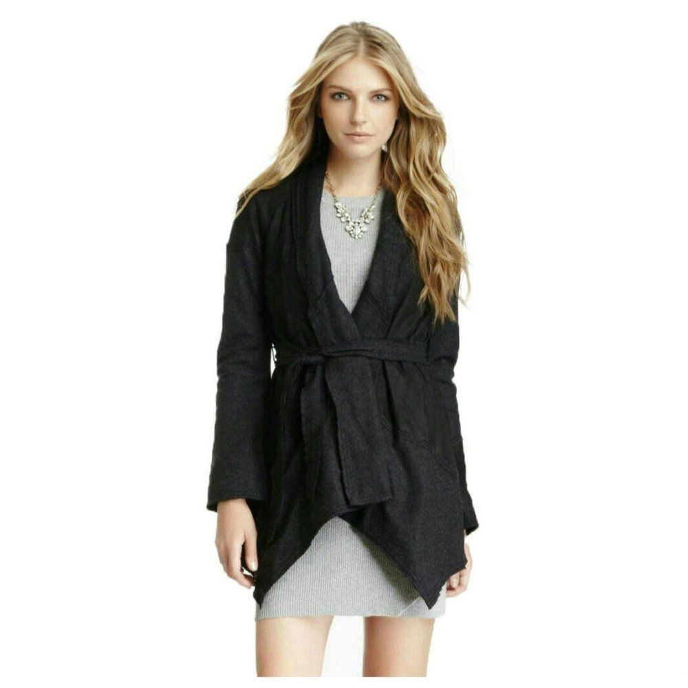 NWT Muubaa Wool Waterfall Collar Swing Coat Black